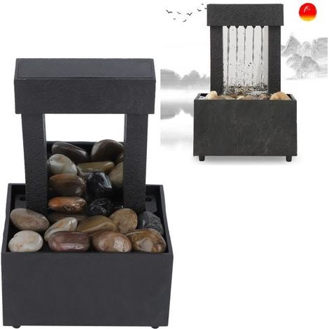 Fontaine de table - VINGVO - Cascade LED USB - Gris - Pierres décoratives - Plastique durable (1/4)