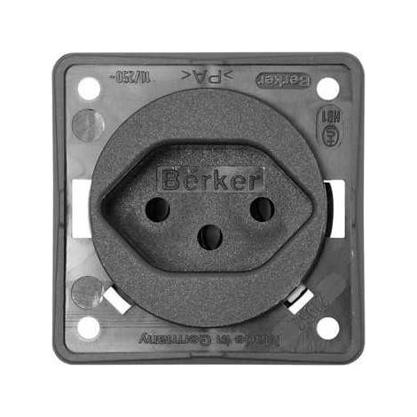 Prise suisse série "Integro" 250V 10A pour panneau anthracite (1/2)