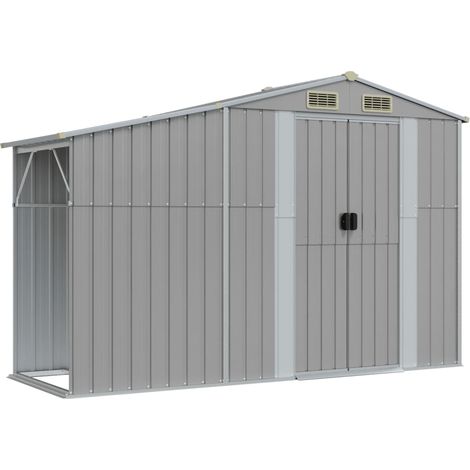 vidaXL Gerätehaus Grau 277x93x179 cm Verzinkter Stahl (1/5)