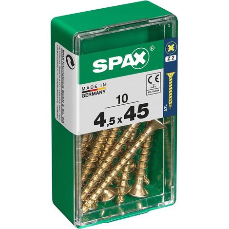 Scatola da 10 unità di viti per legno a testa piatta in Yellox 4,5x45mm Spax