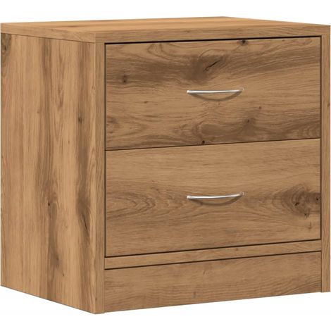 Mesita de noche con dos cajones 40 x 30 x 40 cm madera contrachapada color roble DEC033531