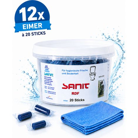 BADfabrik24 Sanit Spülkastensticks RDF blau 3372 12 Stück + Mikrofasertuch (1/5)