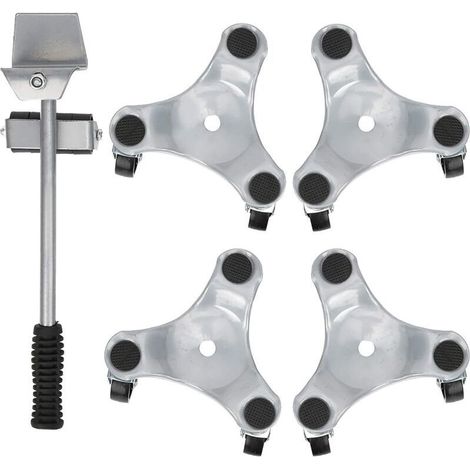 Kit de roulettes pour Meubles Lourds Charge de 400 kg, Leve Meuble Lourd avec roulettes en Rotatif à 360°avec Frein pour Deplace Meuble Ainsi Que Réfrigérateur et Machine à Laver (1/5)