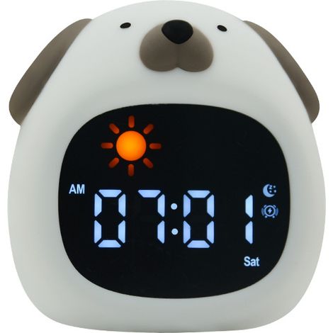 Réveil Enfant Educatif Chien avec Veilleuse Fille Garcon - Affichage Horloge Numérique - Apprentissage Pedagogique Intelligent Jour Nuit - Sur Batterie Rechargeable USB-C