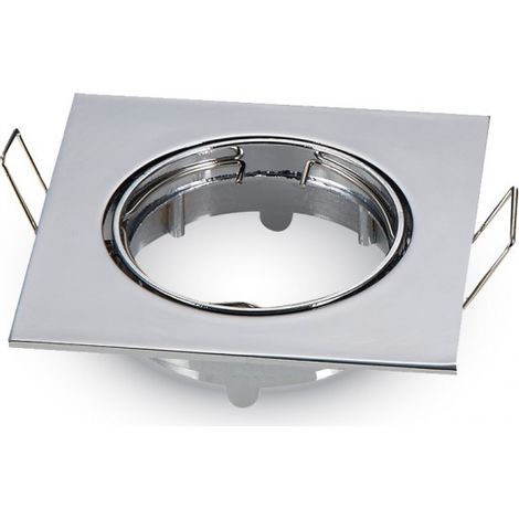 Support de spot encastré LED carré V-TAC GU10 et GU5.3 (MR16) couleur chrome réglable