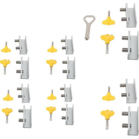 Verrous Fenêtre Coulissante Sécurité Butées avec Clés – Installation Facile Vertical Horizontal Fenêtres, Argent 12 Sets (1/5)