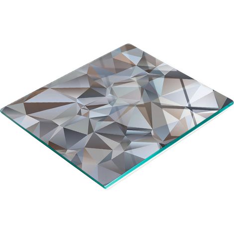 Stilvolle und robuste Glasplatte mit abstraktem Dreiecksmuster, 60 x 52 cm (1/5)