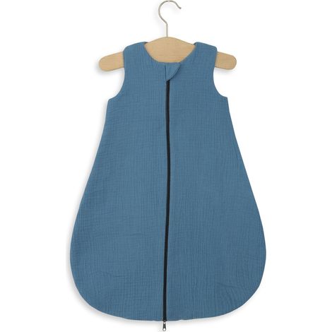 Saco de dormir de muselina redondeado para niños talla S 0-6 meses verano TOG 1.0 - azul sucio (1/5)