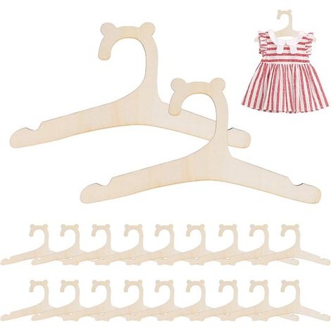 Cintres pour enfants - Lot de 20 - Cintres en bois en forme d'ours avec encoches (1/5)