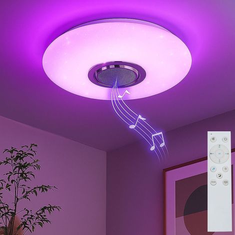 Trio lighting led ceiling light music speaker white with bluetooth rgb speaker and multifunction remote control r69031101 (1/5)