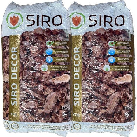 Pack 2 Sustrato Corteza de Pino Decorativa 15 Kg - 70 L, para plantas y turbas, 25-45mm