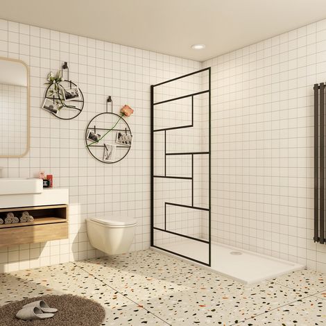 [PRODUIT D'OCCASION]Paroi de douche à l’italienne 120x200cm walk-in en verre anticalcaire 8mm,profilé en noir mat