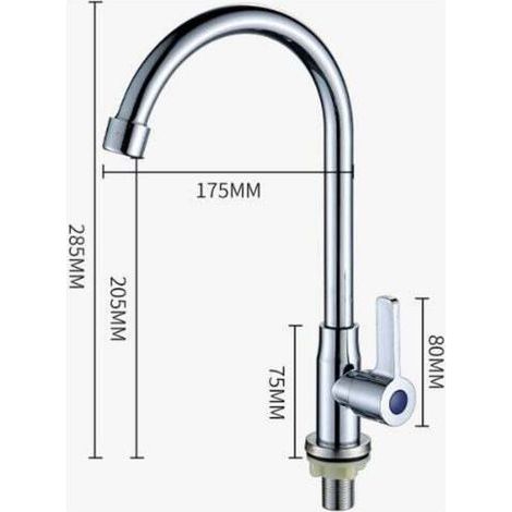 Robinet en laiton Robinet d'eau froide unique Fournitures de cuisine Bassin de légumes Robinet d'évier Robinet d'eau en alliage de zinc Robinet de cuisine vertical Distributeur d'eau d'évier sur pied (1/5)