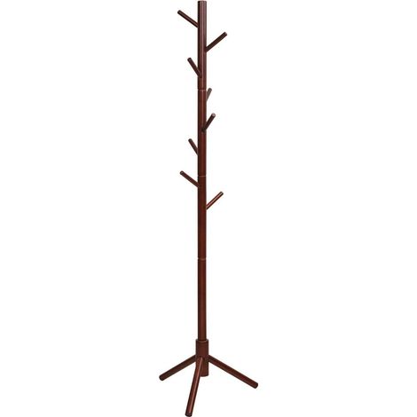 Porte-manteau, porte-manteau autoportant en bois d'hévéa avec 8 crochets, porte-manteau réglable en haauteur, porte-manteau pour porte-manteau, pour la maison, le bureau, l'entrée