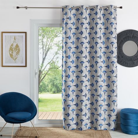 Rideau d'ameublement en jacquard Bleu 140x260 cm (1/2)