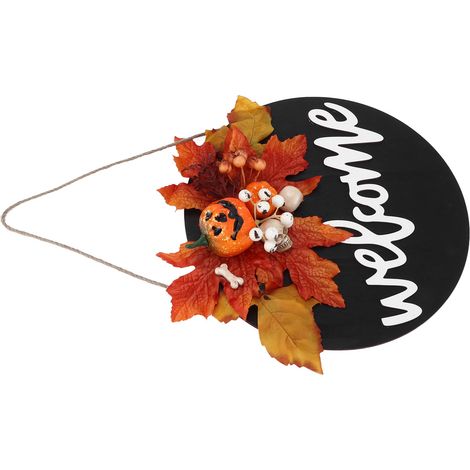 Porte décorative Halloween, décoration extérieure pour fête Pâques, suspension squelette feuille érable, ambiance effrayante pour maison et couloir (modèle JR-6077) (1/5)