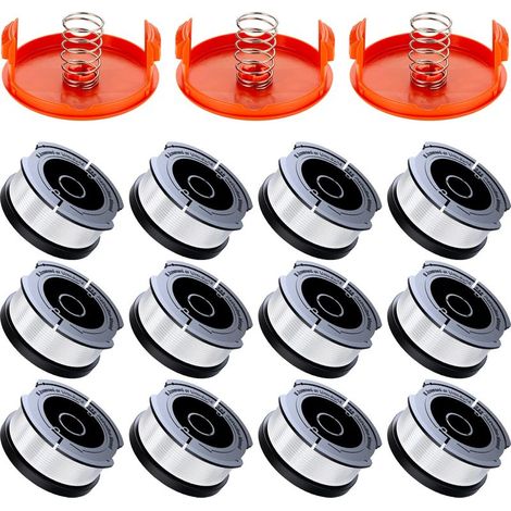 12 Pack Strimmer Line Spools Compatible with Black & Decker Brush Cutters, A6481 A6485, 1.65mm Strimmer Line Spool (12 Strimmer Lines, 3 Covers, 3 Springs) (1/5)