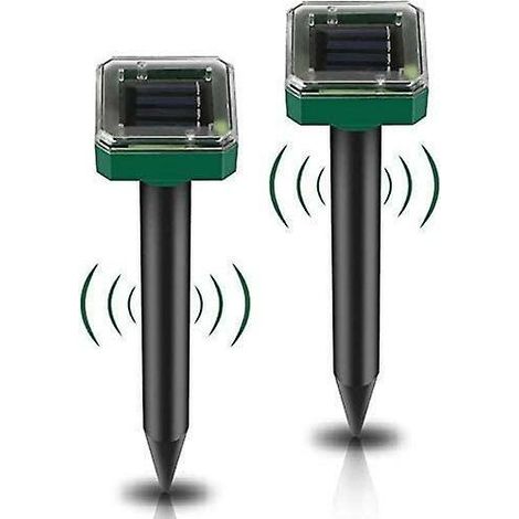 Lot de 2 piquets solaires anti-rats – Répulsif anti-rats à ultrasons – Répulsif solaire contre les rats pour serpents, campagnols, autres animaux (1/4)