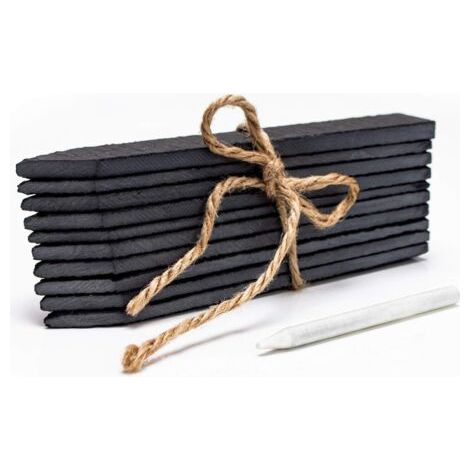 AMAZY Étiquettes en Ardoise pour Jardin - Lot de 10 Étiquettes Réutilisables + Craie - Résistantes aux Intempéries - Étiquettes pour Plantes, Semis, Pots de Fleurs et Potager (Lot de 10, 15 x 2.5cm) (1/5)