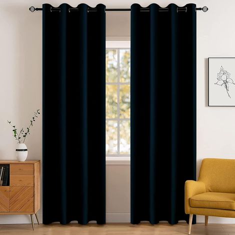 Lot De 2 Rideau Occultant, 140x280cm, Oeillet Acier Inoxydable, Polyester Triple Tissage, Isolation Thermique, Pour Salon Et Chambre