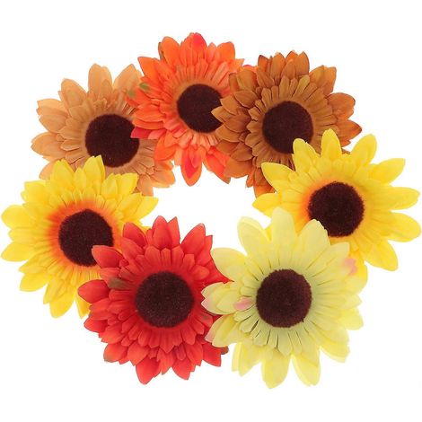 7 pièces de décorations de tournesol artificielles pour scène de Noël, ornements de tournesols éclatants-10X10cm (1/3)