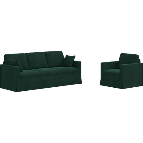 Ensemble de Canapés 2 pcs  Salon de jardin Vert foncé 198 x 78 x 80 cm Velours