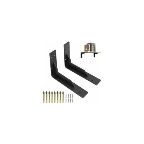 Support D'étagère - Acier Noir 290mm - Montage Mural Cuisine Salon Bureau - Lot De 2 (1/4)