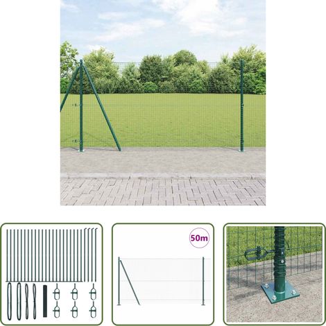 vidaXL Clôture moderne - Poteau de clôture. Vert 50 x 1,2 m (maillage de 25 x 25 mm) (1/5)