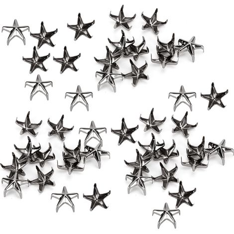 200 rivets étoiles à 5 branches, clous griffes en forme d'étoile, accessoires de décoration pour sacs et chapeaux, 10MMGun, noir