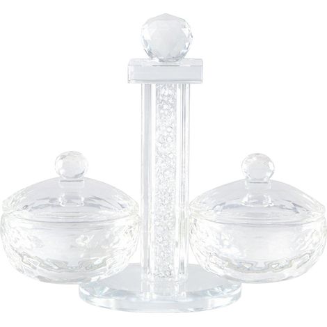 Salière et Poivrière Rondes en Cristal - Set de Table pour Assaisonnement Sel et Poivre - PANGIVO (1/3)