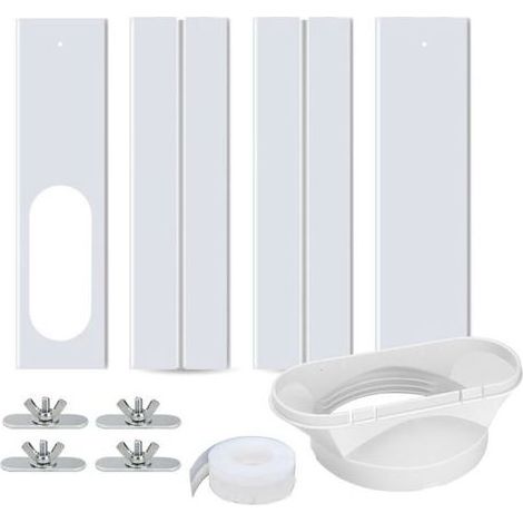 Kit de fenêtre de climatiseur portable Joint de fenêtre réglable pour climatiseur coulissant Kit de ventilation de fenêtre, plaque d'étanchéité de fenêtre réglable Plaque de kit de glissière (1/5)