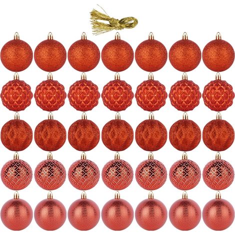 35 bruchsichere rote Weihnachtskugeln (Weihnachtsbaumkugel-Set) (1/4)