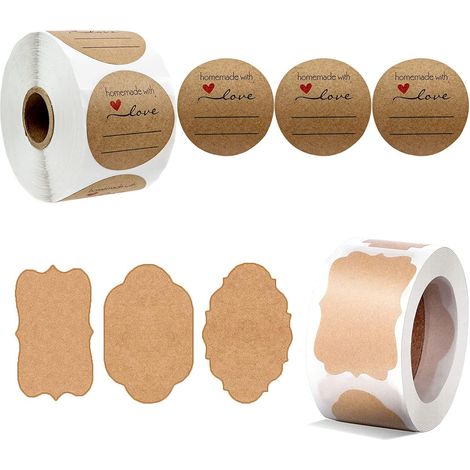 800 autocollants de Noël, étiquettes cadeaux, autocollants de fermeture, autocollants cadeaux faits maison en papier kraft, autocollants cadeaux de Noël et de mariage (1/5)