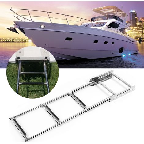 Échelle de bateau télescopique universelle à 3 marches, à fixation sous plateforme, en acier inoxydable (1/5)