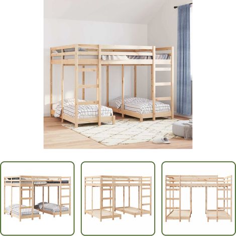 Etagenbett - Dreifach Etagenbettrahmen Braun 140 x 200 cm (1/5)