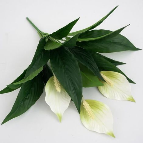 Fleur Artificielle - Spathiphyllum Blanc - Décoration Intérieure Extérieure - Hauteur 44 cm - 1 Pièce (1/4)