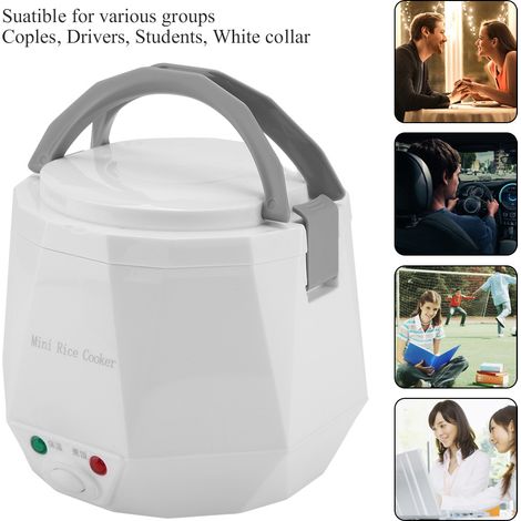 Cuiseur de riz électrique portable 12V 100W 1,3L, cuit-vapeur multifonction pour voiture, blanc, blanc (1/5)