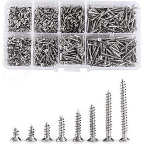 800-teiliges Set M2-Flachkopfschrauben, Länge 4 mm – 20 mm, Schraubensatz aus vernickeltem Kohlenstoffstahl