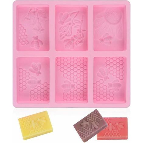 Moules en silicone abeille 3D pour artisanat fait maison - Carré, rose (1/5)