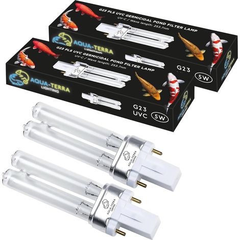 Lot de 2 Ampoule Filtre Bassin 5 W, Base G23 2 Broches, Éclairage UVC 253,7 nm, Pour Clarificateur Étang