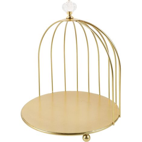 Alzata per torta in ferro vintage a forma di gabbia per uccelli - Vassoio da portata dorato per cupcake e dessert - Alzata da tavolo dorata - Fruttiera decorativa - Gabbia per uccelli (1/5)