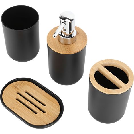 SET DE BAÑO DISPENSADOR DE JABÓN LÍQUIDO CEPILLO DE DIENTES TAZA JABONERA (1/5)