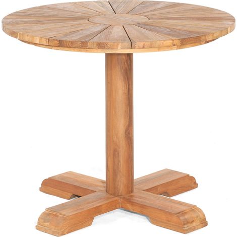 Sonnenpartner Solis Gartentisch rund Teakholz Old Teak Tisch Esstisch Ø 90 cm (1/5)