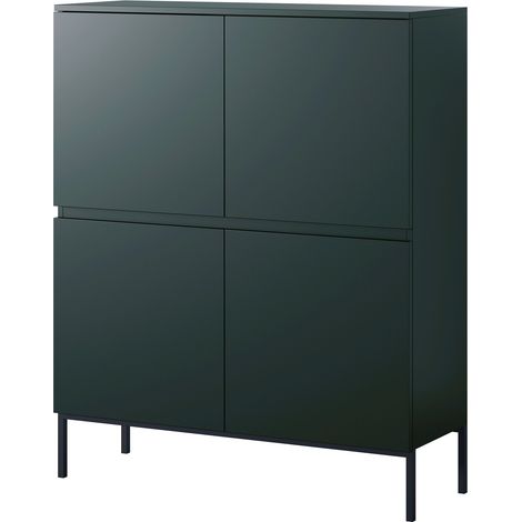 Selsey BEMMI Highboard 4-türig 100 cm, Dunkelgrün mit Metallbeinen (1/5)