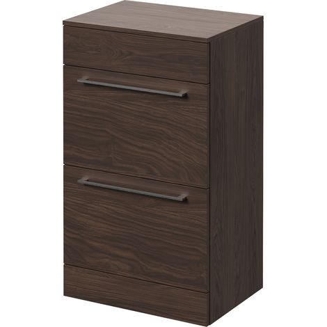 Napoli 390 Brown Oak 500mm 2 Drawer Vanity Unit for Countertop Basins - 500mm - Chrome 320mm Handle
