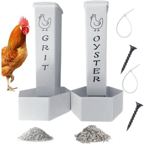 Distributeur De Nourriture pour Poules,Distributeur De Coquilles D'Huîtres Et Graviers pour Volailles  Mangeoire de Basse-Cour pour Clôture Jardin Extérieur Ferme (1/5)