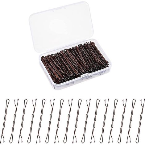 Mini pinces à cheveux - 150 pièces - Accessoires de coiffure antidérapants - Épingles à cheveux - Métal - Avec boîte - Mode et simplicité - Pour femmes et filles - 5 cm - Marron (1/5)