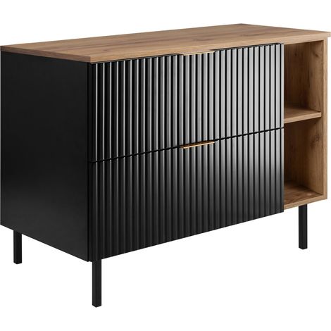 Mobile lavabo, Nero / Rovere Craft + maniglia dorata, 100 (80 + 20) x 77 x 46 cm + Piano, piedi neri (1/5)