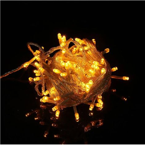 Guirnalda de luces LED de 100 m y 600 luces para carnaval, bodas, exteriores, jardines e iluminación interior (Amarillo) (1/3)