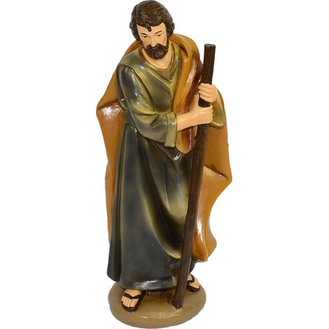 Statua "San Giuseppe" per presepe natività in poliresina decorata a mano -20 cm